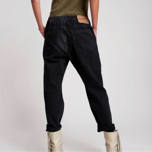 One Teaspoon | Women’s Shabbies Drawstring Boyfriend Worn Black Jeans Denim Pant - Picture 3 of 11